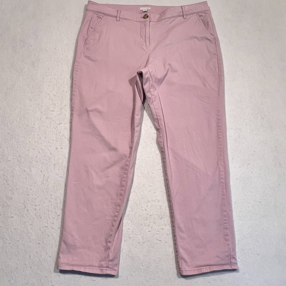 J Jill Chino Pants‎ Trousers Pink 5-Pocket Stretch Casual Size 16 Petite 36x28